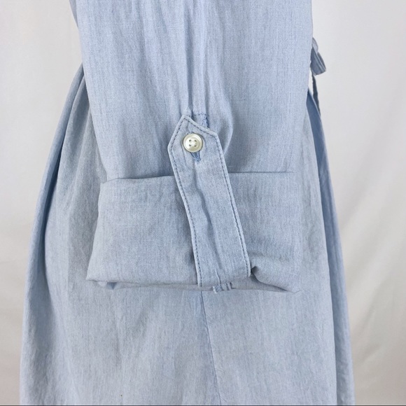 Levi’s Pintuck Chambray Denim Mini   Belted ShirtDress Light Wash - Picture 4 of 11
